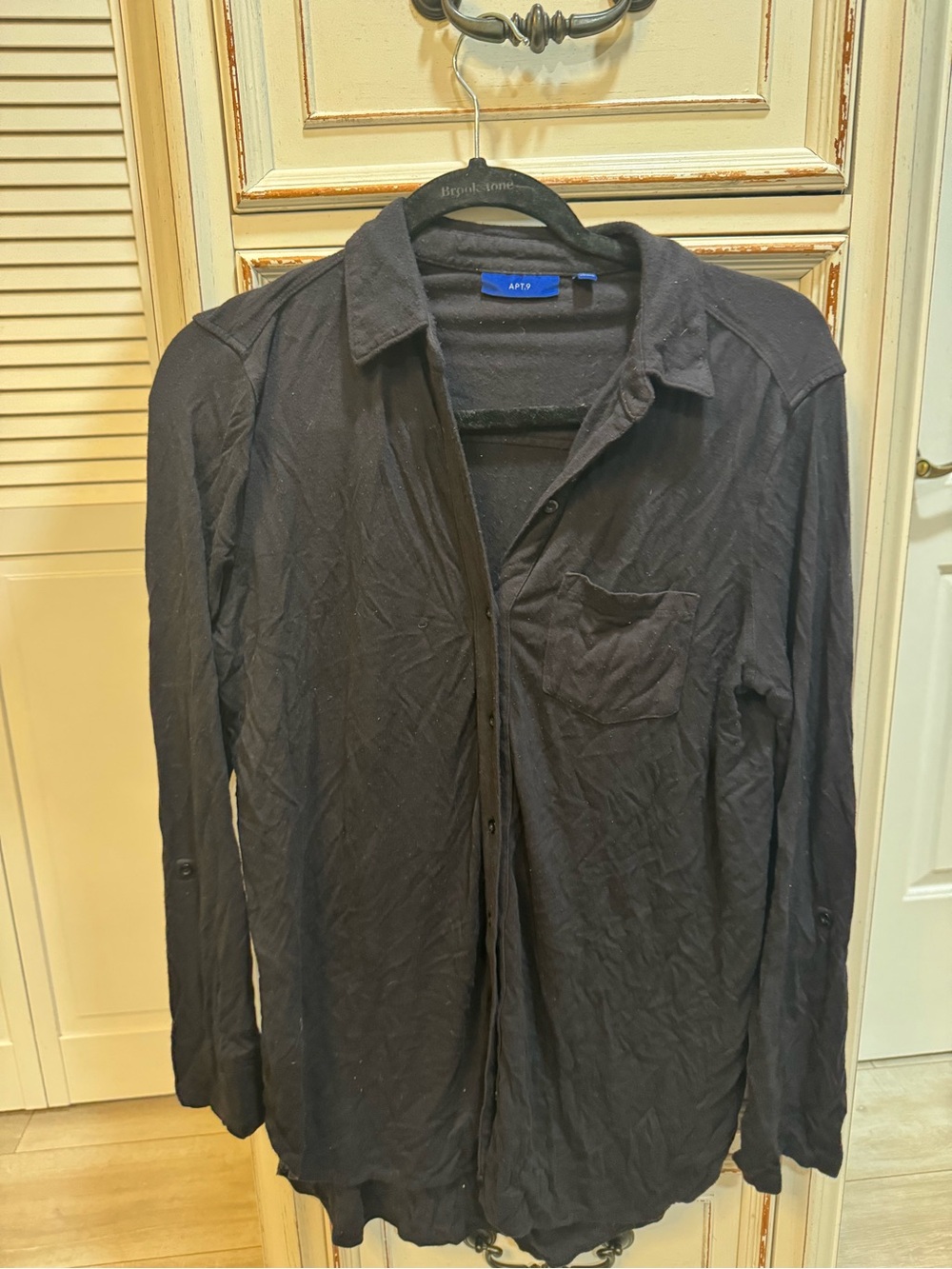 Apt. 9 Black Button-Up Long Sleeve Shirt
